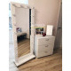 Белое гримерное зеркало с подсветкой лампочками на подставке 170х70 см